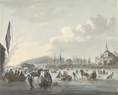 الترفيه على الجليد في روتردام ، حوالي 1784 بواسطة مجهول
