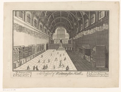 داخل قاعة وستمنستر في لندن A Prospect of Westminster Hall (العنوان على الكائن) بواسطة هنري أوفرتون (الأول) (ربما)