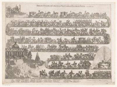 دخول الملكة كريستينا ملكة السويد إلى روما Ingresso Solenne في Roma della Maestra della Regina di Svezia ai 23 xbre 1655 (العنوان على الكائن) بواسطة جيوفاني جياكومو دي روسي