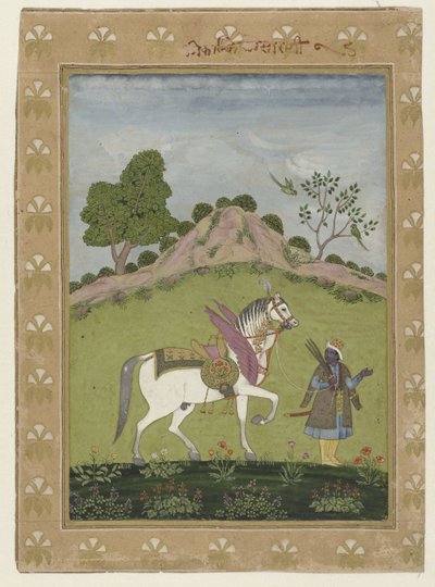 Kalki مع حصانه الأبيض Devadatta بواسطة مجهول