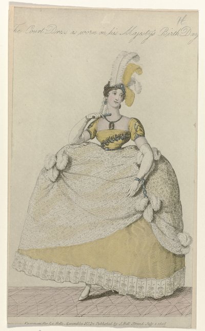 La Belle Assemblee ، 1 يوليو 1808 ، رقم 32: فستان المحكمة (...) بواسطة جون بيل (uitgever)