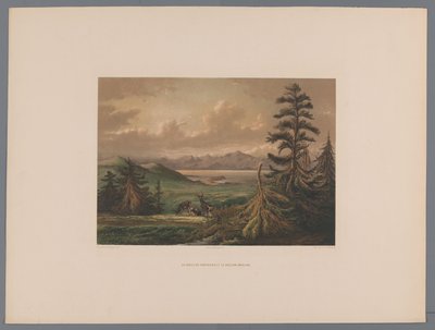 منظر طبيعي لخليج شيمابارا وبركان أونزين في الخلفية Le Golfe de Simabara et le Volcan Undjing (العنوان على الكائن) Souvenir du Japon vues d
