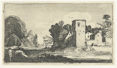 المناظر الطبيعية مع برج مربع بالقرب من المنازل مناظر طبيعية بعد Esaias van de Velde (عنوان المسلسل) بواسطة Esaias van de Velde