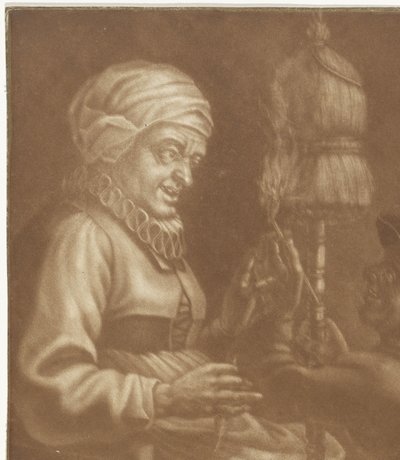 امرأة عجوز مع ديستاف بواسطة مجهول