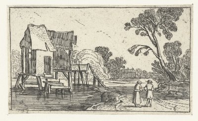 مسار على طول النهر مع المباني على ركائز متينة مناظر طبيعية بعد Esaias van de Velde (عنوان المسلسل) بواسطة Esaias van de Velde
