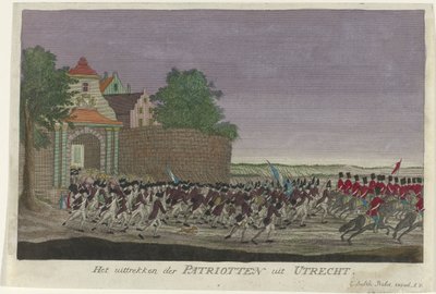 الوطنيون يغادرون أوتريخت ، 1787 رحيل باتريوتس من أوتريخت (العنوان على الجسم) بواسطة جورج بالتازار بروبست