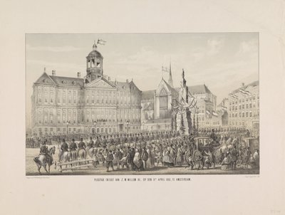 الدخول الرسمي لجلالة الملك ويليم الثالث ، في التاسع من أبريل 1861 ، في أمستردام (العنوان على الكائن) بواسطة جورج فيلهلم تيلكيمير