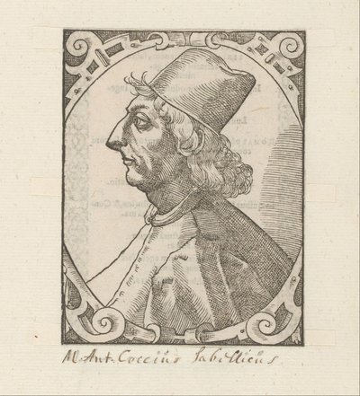 Portret van Marcus Antonius Coccius Sabellicus. بورتريت فان ماركوس أنطونيوس كوكيوس سابليكوس بواسطة مجهول