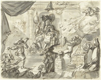 Quincampoix أو بائع الريح العظيم والملفوف 1720 Het Groote Tafereel der Dwaasheid (قطع إضافية) (عنوان السلسلة) بواسطة مجهول