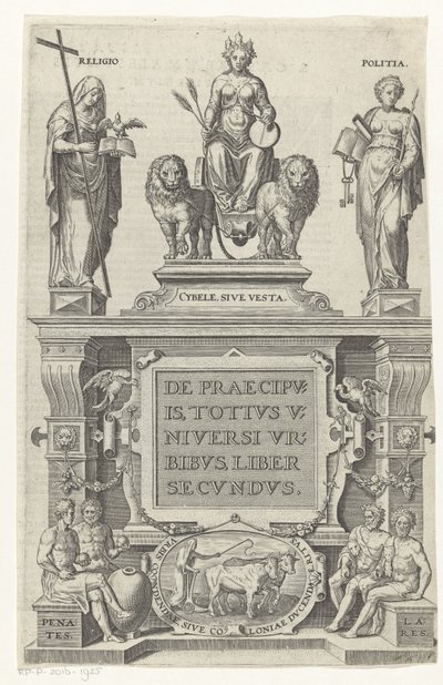 ريا ، الدين ، Bestuur en huisgoden Titelpagina voor: Georg Braun en Franz Hogenberg ، عن المدن الرئيسية للكون بأسره ، الكتاب الثاني ، s.a. بواسطة فيليبس جالي