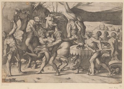 سرقة امرأة من قبل رجل و ساتير معركة بين Lapiths و Centaurs (عنوان المسلسل) بواسطة مجهول