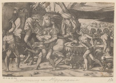 سرقة امرأة من قبل رجل و ساتير معركة بين Lapiths و Centaurs (عنوان المسلسل) بواسطة مجهول