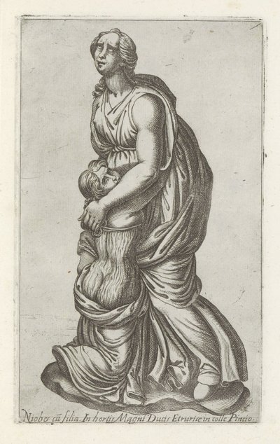 Sculptuur van Niobe التقى haar dochter نيوب مع ابنتها في حديقة الدوق العظيم (...) (العنوان على الكائن) المنحوتات العتيقة في روما (عنوان السلسلة) أيقونات التماثيل القديمة لمدينة روما والتي تظهر في الأماكن العامة (عنوان السلسلة) بواسطة مجهول