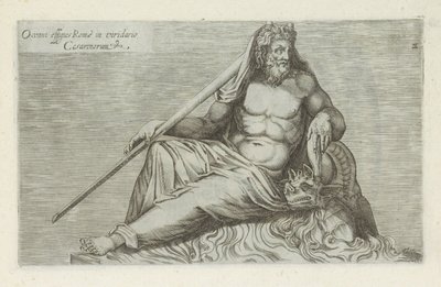 Sculptuur van Oceanus صورة لأوقيانوس روما في الحديقة الخضراء للقيصر (العنوان على الكائن) المنحوتات العتيقة في روما (عنوان السلسلة) أيقونات التماثيل القديمة لمدينة روما والتي تظهر في الأماكن العامة (عنوان السلسلة) بواسطة مجهول