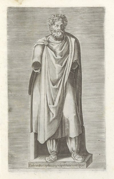 Sculptuur van een gegengen koning Parthorium king أسرى من الحجر الأسود لروما في مبنى Cesys (العنوان على الكائن) المنحوتات العتيقة في روما (عنوان السلسلة) أيقونات التماثيل القديمة لمدينة روما والتي تظهر في الأماكن العامة (عنوان السلسلة) بواسطة مجهول