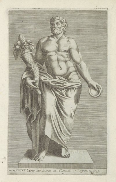 التقى Sculptuur van een man een hoorn des overvloeds تمثال جني في مبنى الكابيتول (العنوان على الكائن) المنحوتات العتيقة في روما (عنوان السلسلة) أيقونات التماثيل القديمة لمدينة روما والتي تظهر في الأماكن العامة (عنوان السلسلة) بواسطة مجهول