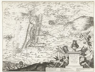 سلاج بيج كاسل 1677 معركة كاسيل التي فاز بها جيش الملك بقيادة الأخ الوحيد لصاحب الجلالة على جيش أراضي هولندا ، بقيادة أمير أورانج في 11 أبريل 1677 (العنوان على الشيء) بواسطة لوديويجك الرابع عشر (ملك فرانكريك)