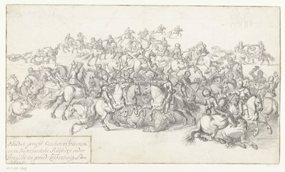 معركة ليكيربيتجي ، 1600 معركة دامية بين 22 Francoische و 22 Nederlantsche Ruyteren تحت Breaut و Gerard Leckerbeetge Ao. 1600 (العنوان على الكائن) بواسطة سيباستيان فرانكس (ربما)