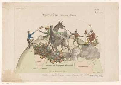 Spotprent op de Geographies Universelle van Conrad Malthe-Brun رسم تخطيطي للجغرافيا العالمية (العنوان على الكائن) بواسطة مجهول