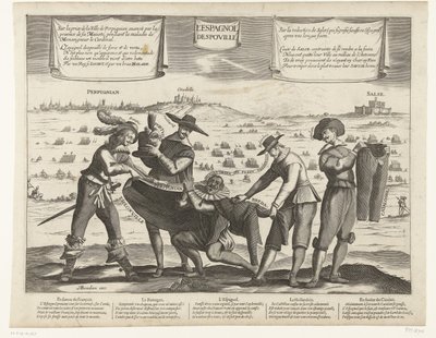 رسم كاريكاتوري عن الإسبان بعد خسارة بريدا وتيونفيل وبربينيان والبرتغال وكاتالونيا ، 1643 L