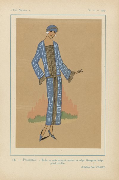 باريسي للغاية ، 1923 ، رقم 10: 15. - PASSEREAU. - فستان من الساتان الدمشقي ... بواسطة مجهول