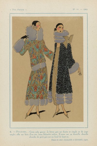 باريسي للغاية ، 1923 ، رقم 11: 8. - فليس. - هذا الفستان مزين بأرنب رمادي ... بواسطة Jalade et Gendre