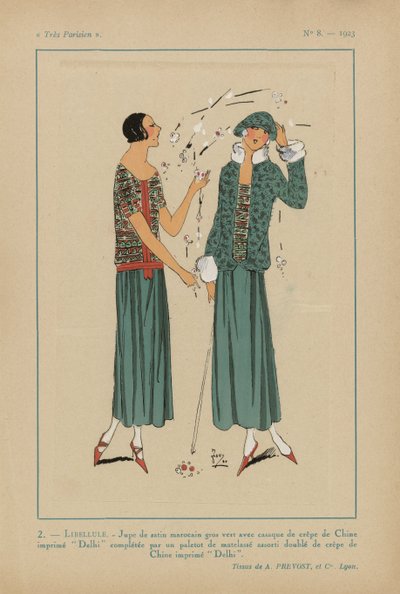 باريسي جدا. الموضة والأناقة والأناقة باريسي للغاية ، 1923 ، رقم 8: 2. - DRAGONFLY. / تنورة مغربية ساتان ... بواسطة مجهول