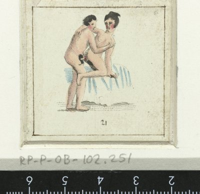 الزوجان يمارسان الحب ، تقف المرأة وظهرها للرجل ثمانية مشهد جنسي (عنوان المسلسل) بواسطة مجهول