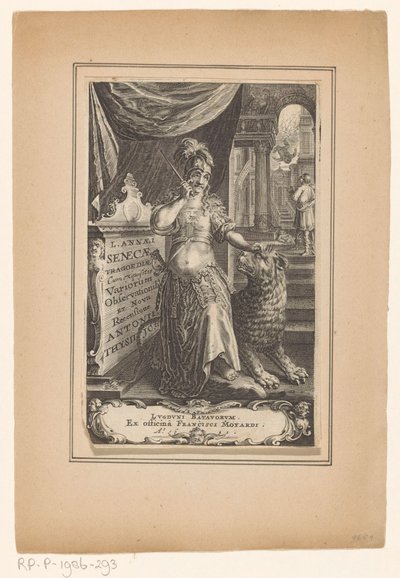 Vrouw التقى leeuw Titelpagina voor: Lucius Annaeus Seneca en Antonius Thysius، L. Annaei Senecae tragoediae، 1651 بواسطة فرانسيسكوس مويرد