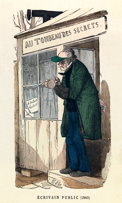 كاتب عام 1840 في باريس ، نقش ، مجموعة خاصة - كاتب عام في باريس بواسطة مجهول مجهول