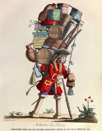 اعجاب La Force Caricature الذي صنعه تجار المخدرات في باريس ضد دوق La Force في عام 1721 (عهد الملك لويس الخامس عشر) - مجموعة خاصة بواسطة مجهول مجهول