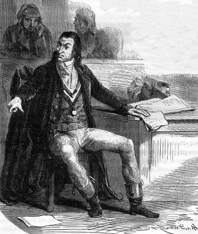 أنطوان كوينتين فوكيه دي تينفيل ، ديت فوكيه-تينفيل (1746-1795) ، مشرع وثوري فرنسي ، متهم علني للمحكمة الثورية - نقش في "تاريخ جيروندين" لألفونس دي لامارتين (1790-1869) 1865-1866 - خاص كولي بواسطة مجهول مجهول