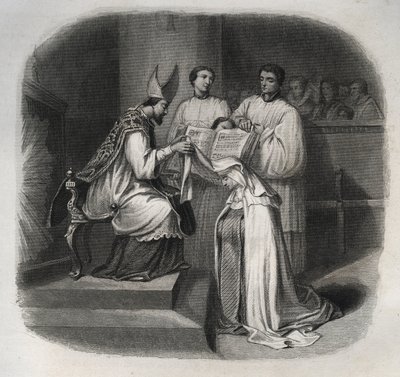 الطوباوية مريم للتجسد (بيرد جين أفريلو) (1566-1618) صوفية فرنسية تسلمت حجاب الكرمليت عام 1614. نقش من عام 1846 في "" حياة القديسين "". مجموعة خاصة. بواسطة مجهول مجهول
