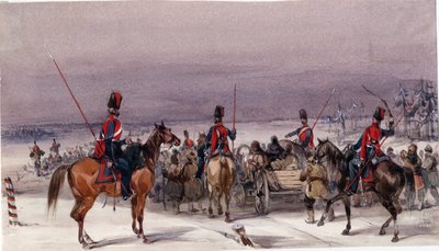 القوزاق قافلة المرحلين - مجهول - 1831 - ألوان مائية على الورق - 13،9x24،3 - مجموعة خاصة بواسطة مجهول مجهول