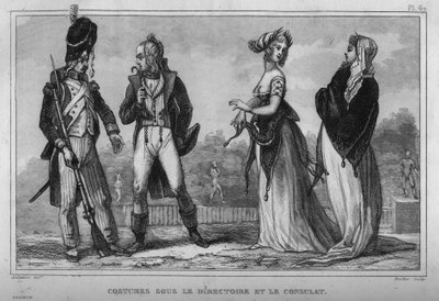 Costume on the Executive Board and the Consulate. Engraving from 1859 in “” Le Monde. History of all peoples from the most remote times to the present day”. by M. E. de Lostalot-Bachoue (Lostalot Bachoue). Private collection. بواسطة مجهول مجهول