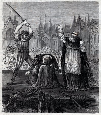قطع رأس الكونت إيغمونت وهورن (1568) في بروكسل أثناء الاستبداد الإسباني بهولندا - حرب الأربع وعشرين عامًا (1568-1648): فصل لامورال ، كونت إيغمونت ، أمير جافري (1522-1568) ، سياسي هولندي. تمت إدانته في الإطار بواسطة مجهول مجهول