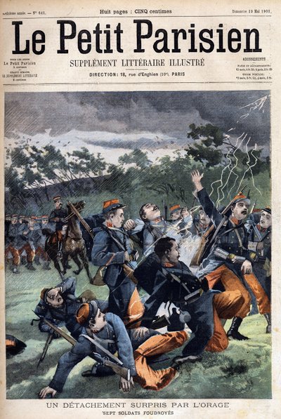 مفرزة جنود فوجئت بالعاصفة: سيتم ضرب سبعة جنود في "لو بيتي باريزيان" في 19/05/1901 (نقش) بواسطة مجهول مجهول