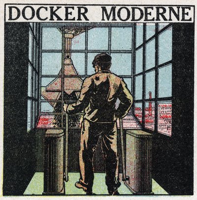 الأدوات الكهربائية: عامل ميناء حديث (1920). رسم توضيحي مجهول من عام 1925. مجموعة خاصة. بواسطة مجهول مجهول