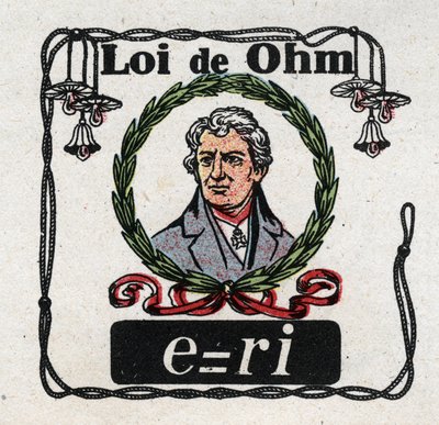الوحدات الكهربائية: قانون أوم للفيزيائي جورج سيمون أوم (1787-1854). رسم توضيحي مجهول من عام 1925. مجموعة خاصة. بواسطة مجهول مجهول