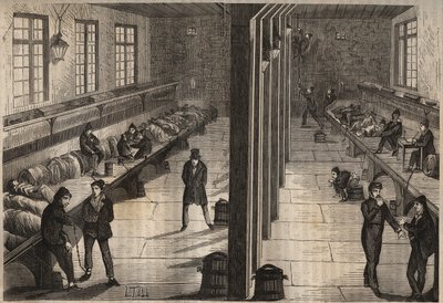 هروب ثلاثة مدانين في غرفة سانت جيل من باغن دو روشفور في 28 ديسمبر 1840. نقش في "تاريخ المدانين منذ إنشائهم حتى يومنا هذا" (1877) بقلم بيير زكون (1817-1895) (كولونيا بينالي - مستعمرة جزائية). مجموعة خاصة. بواسطة مجهول مجهول