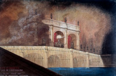 Fireworks by Claude Ruggieri in Paris on 15/08/1807 Plate after an anonymous painting. 1807 Paris, Musee Carnavalet بواسطة مجهول مجهول
