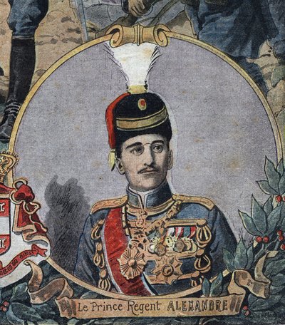 الحرب العالمية الأولى 1914-1918 (14-18): صورة لأمير صربيا ألكسندر ، الذي أصبح ملكًا ألكسندر الأول ليوغوسلافيا أو ألكسندر الثاني ملك صربيا (1888-1934). نقش في "" Le Petite Journal "" بواسطة مجهول مجهول