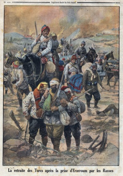 الحرب العالمية الأولى 1914-1918 (الحرب 14-18). تراجع الأتراك بعد سيطرة الروس على أرضروم. فى "" لو بيتيت جورنال "فى 27/2/1916. مجموعة خاصة بواسطة مجهول مجهول