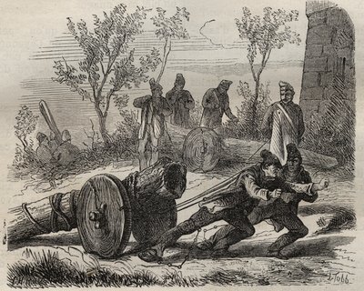 Forcats lumberjacks في Toulon Bagne في القرن التاسع عشر. نقش في "تاريخ المحكوم عليهم منذ إنشائهم حتى يومنا هذا" (1877) لبيير زكون (1817-1895) (كولونيا بينالي - مستعمرة جزائية). مجموعة خاصة. بواسطة مجهول مجهول