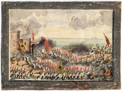 Guerre russo-turque de 1828-1829 حصار فارنا في سبتمبر 1828 - مجهول - 1829 - ألوان مائية على الورق - 21x29،3 - مجموعة خاصة بواسطة مجهول مجهول