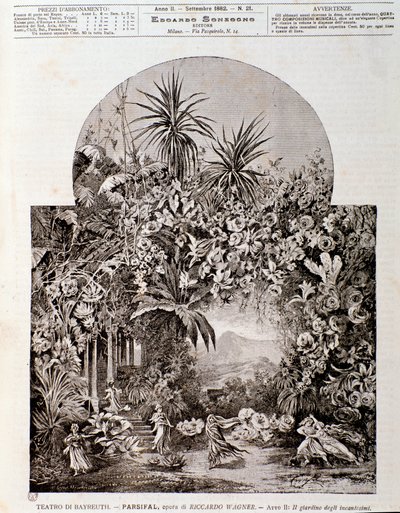 رسم توضيحي لأوبرا بارسيفال لفاغنر ، ممثلة في عام 1882 في مسرح بايرويت بواسطة مجهول مجهول