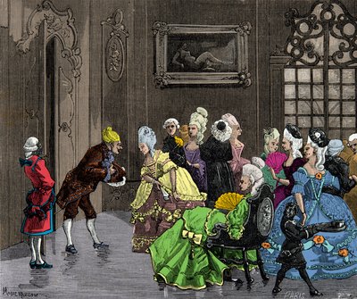 جوزيف (جوزيبي) بالسامو (1743-1795) ، ديت أليساندرو كونت دي كاليوسترو استقبله النبلاء في فرساي حوالي عام 1750 ، نقش ، مجموعة خاصة بواسطة مجهول مجهول
