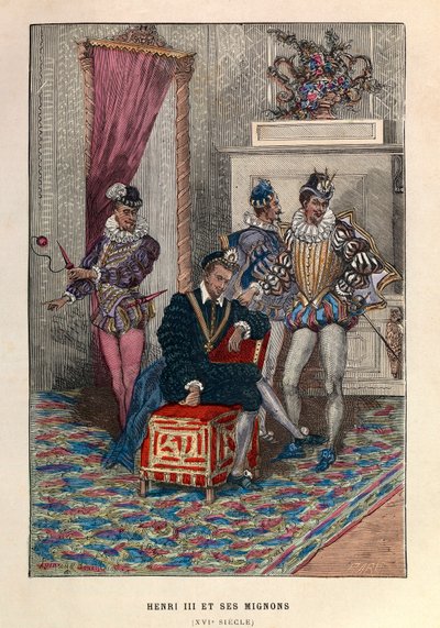 الملك هنري الثالث (1551 - 1589) ومجنون - ملك فرنسا هنري الثالث ومفضله في القرن السادس عشر - مجموعة خاصة بواسطة مجهول مجهول