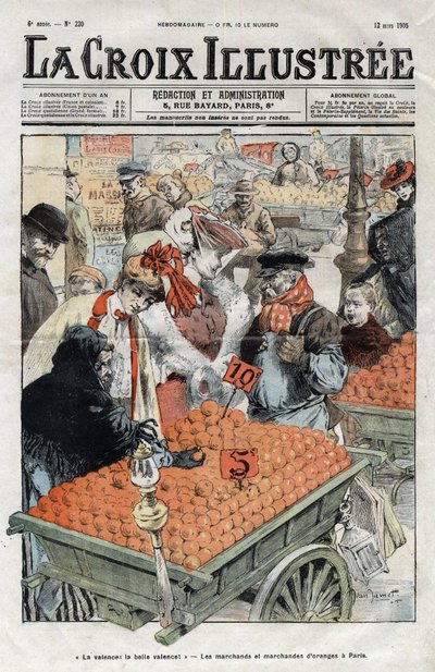 تجار البرتقال (La valence) في باريس عام 1905 - غلاف "La-Croix-Illustree" عام 1905 بواسطة مجهول مجهول