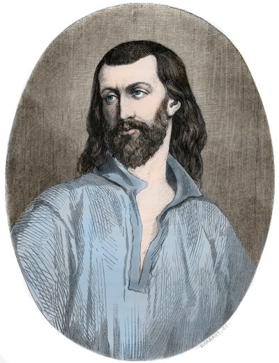 ممتلكات Loudun: URBAN GRANDIER ، كاهن Loudun ضحية الظلم - Affaire des Posedes de Loudun (demons de Loudun): صورة للكاهن الفرنسي Urbain Grandier (1590-1634) - نقش عام 1863 في "Le Livre Rouge - Histoire De L" سقالة بالفرنك بواسطة مجهول مجهول